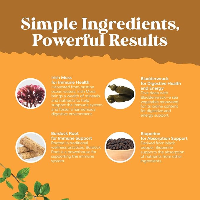 Bundle of Herbal Thyroid Support for Weight Loss and Organic Irish Sea Moss Capsules - Advanced Metabolism Booster Energy - with Burdock Root Superfood Blend for Immune Support