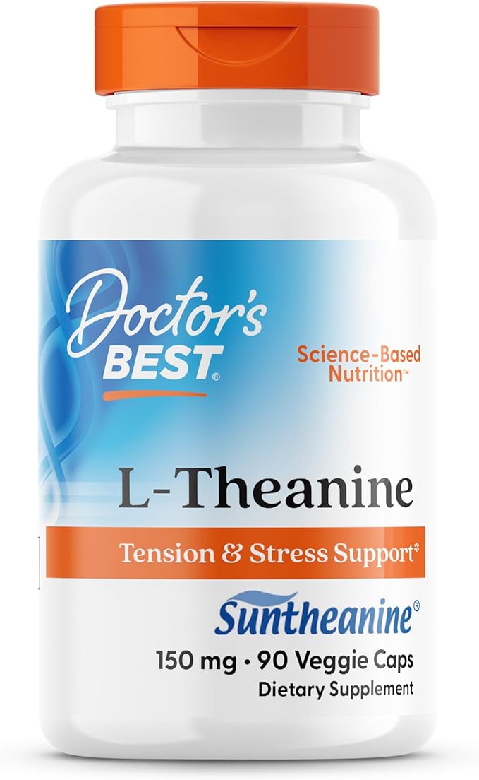 Doctor's Best L-Theanine Contains Suntheanine Helps Reduce Stress &amp Sleep Non-GMO Gluten Free Vegan 150 mg (DRB-00197) 90 Count