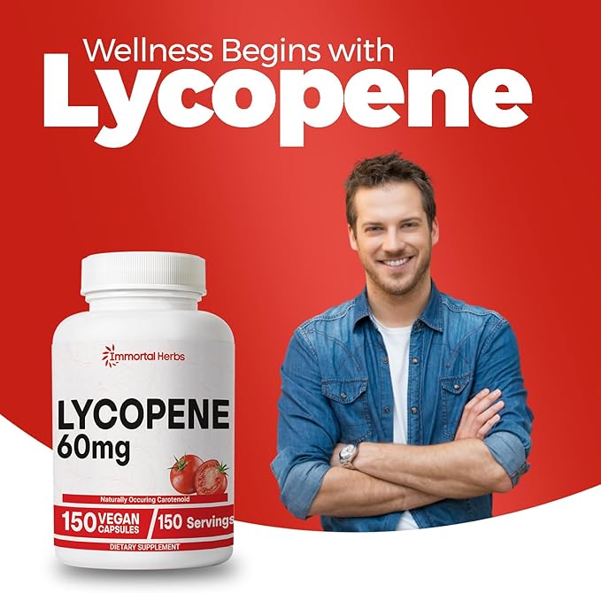 Lycopene Supplement for Men 60mg 120 Capsules Natural Tomato Extract Powder 4 Month Supply 100% Veg Lycopene Complex Non-GMO and Gluten Free Carotenoid Supplement