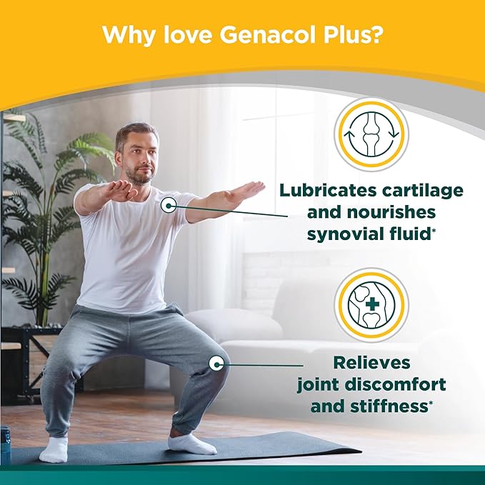 Genacol Plus – Glucosamine and Collagen Supplement Ultra-Hydrolyzed Collagen Peptides Eases Joint Movement Maintains Cartilage 90 Capsules (30-Day Supply)