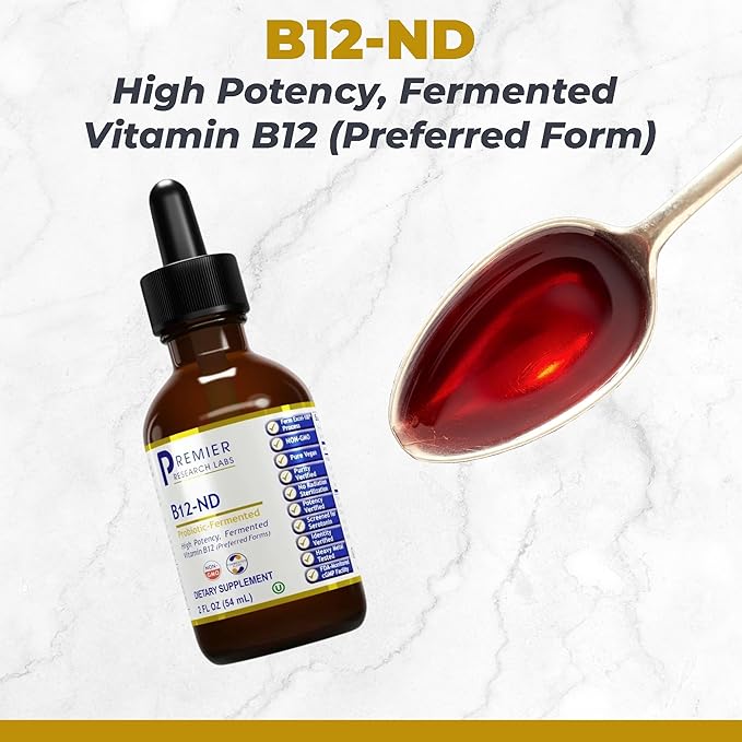 Premier Research Labs B12-ND - Vitamin B12 Liquid B12 Vitamins B12 Drops B-12 Tincture with Methylcobalamin Adenosylocobalamin Hydroxcobalamin 1000 mcg B12 Per Serving - 2 Fl Oz