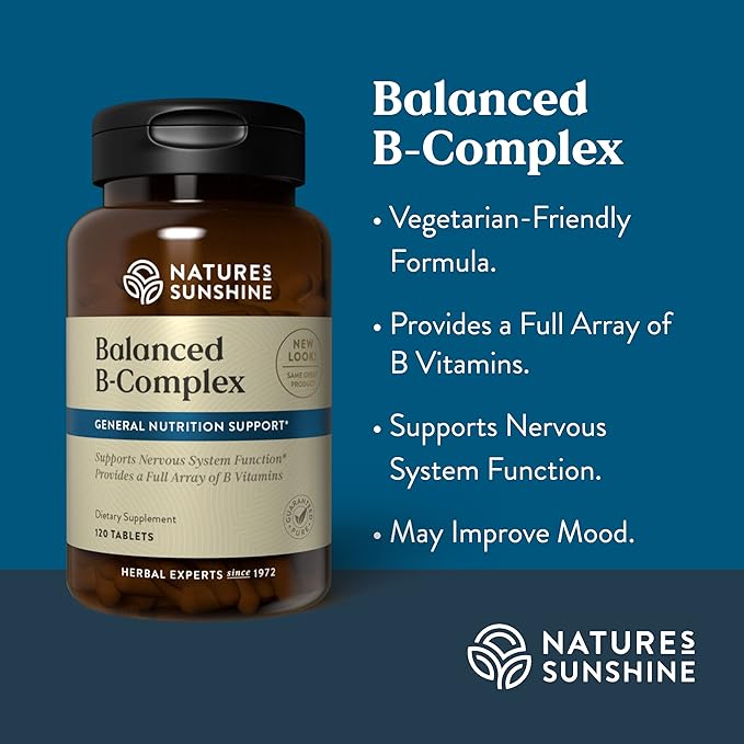 Nature's Sunshine Balanced B Complex 120 Tablets | B Complex Vitamins to Support Digestion and Nervous System Health with Vegetarian Formula