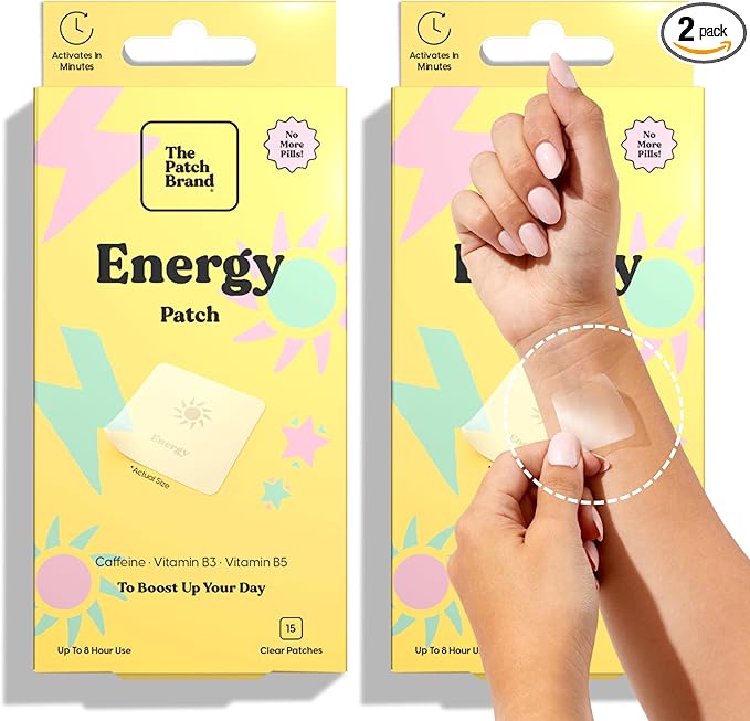 The Patch Brand Energy Patches | Supports Energy with Caffeine and B5 and B3 | All Natural Wellness Patch Plant Based and Cruelty Free Water Resistant Patches that Last All Day