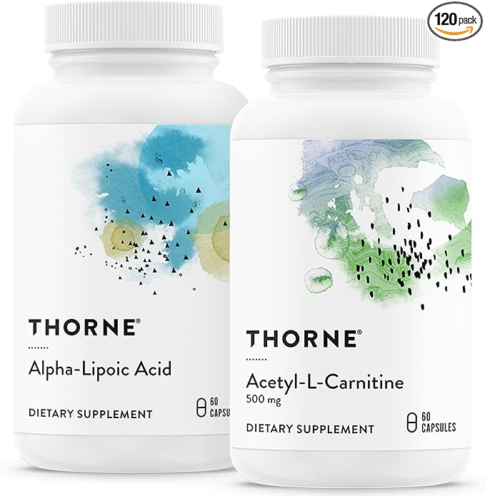 THORNE - Antioxidant Nerve Support Duo - Alpha-Lipoic Acid &amp Acetyl-L-Carnitine Bundle - 60 Servings