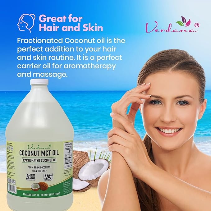 Verdana Coconut MCT Oil 1 Gallon – Food Grade for Keto Coffee Unflavored Natural Oil Pulling Mouthwash Massage Aromatherapy – 100% from Coconut - Medium Chain Triglycerides – Non-GMO Kosher