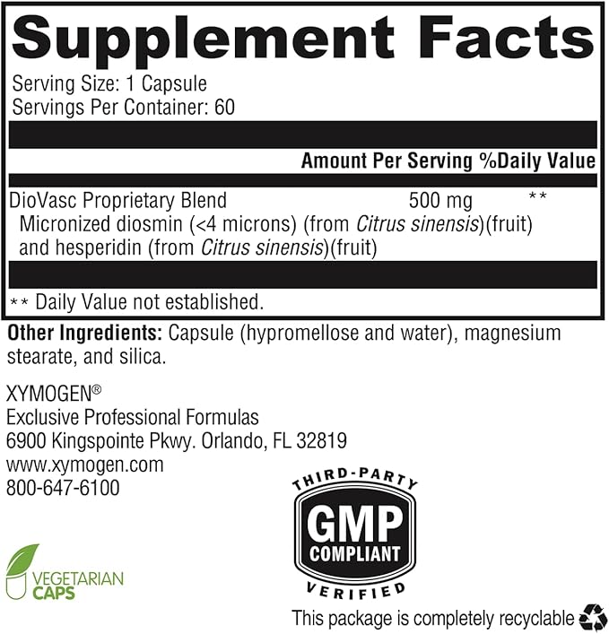 XYMOGEN DioVasc (60 Capsules) + GlutAloeMine Powder (6.1 oz) - Diosmin to Support Healthy Veins Microcirculation + L Glutamine with DGL Aloe Extract Arabinogalactan to Support Gut Health