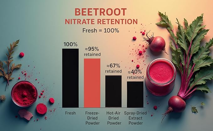 Beets Superfoods Blended Powder Juice: Nitric Oxide Booster &amp Energy Blend | Beetroot Pomegranate Powder to Extend NO &amp Blood Flow | No Added Sugar Freeze-Dried
