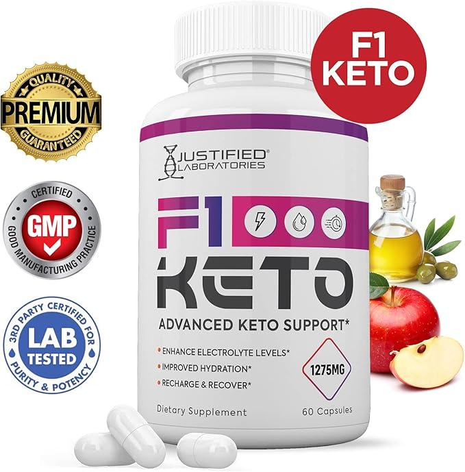 F1 Keto Pills 1275MG New &amp Improved Formula Contains Apple Cider Vinegar Extra Virgin Olive Oil Powder Green Tea Leaf 60 Capsules