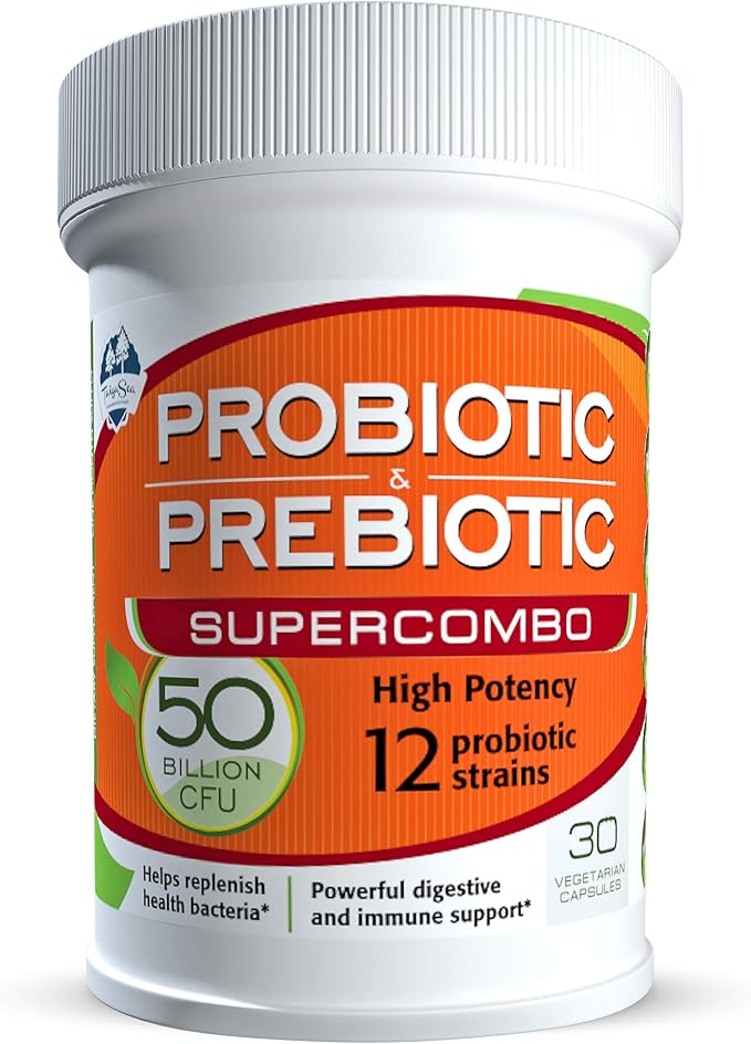 50 Billion CFU Prebiotic and Probiotic Supplement for Women and Men 12 Strains for Daily Immune Support and Digestive Health 30 Veggie Capsules Non Refrigerated High Potency Probiotics