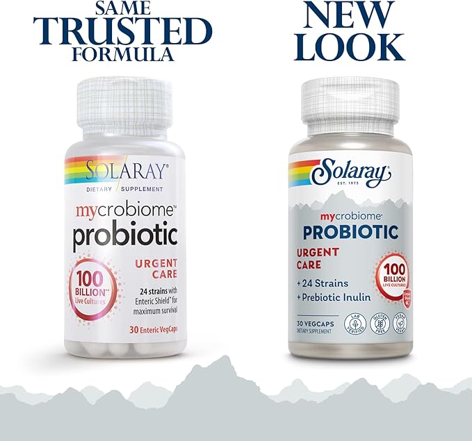 SOLARAY Mycrobiome Probiotic Urgent Care | Formulated to Support Healthy Digestion Immune Function &amp More | 100 Billion CFU | 30 VegCaps