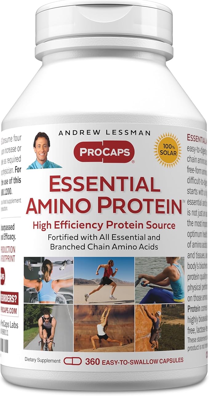 ANDREW LESSMAN Essential Amino Protein 360 Capsules - A Highly Bioavailable Protein Source with Essential and Branched Chain Amino Acids. Supports Structure and Function of Key Organs and Tissues.