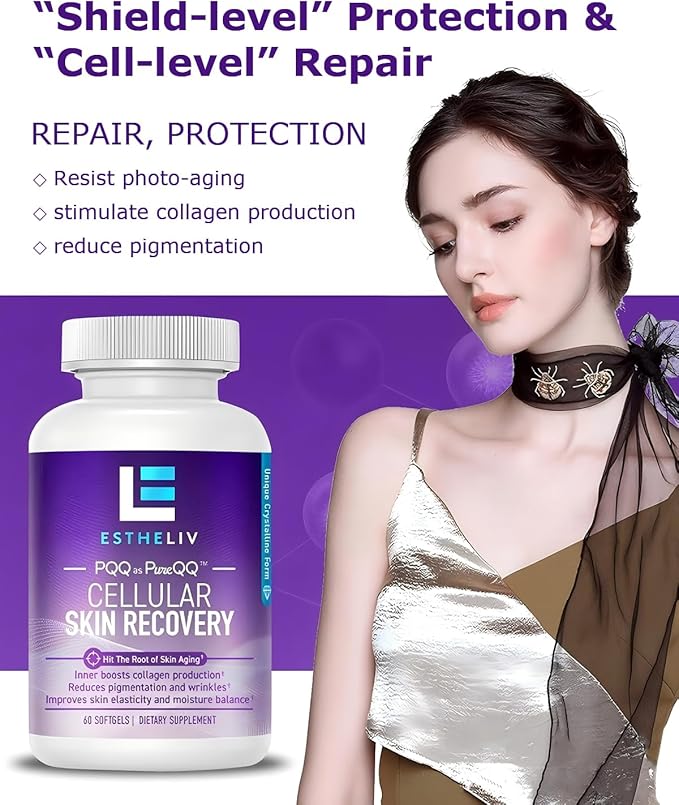 Cellular Skin Recovery Supplement Hit The Root of Skin Aging PQQ Reduces Pigmentation and Wrinkles Improves Skin's Elasticity and Moisture Balance