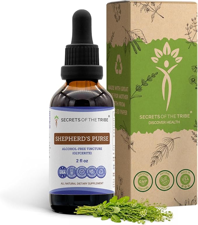 Secrets of the Tribe Shepherd's Purse Alcohol-Free Liquid Extract Shepherd's Purse (Capsella Bursa-Pastoris) Dried Herb (2 FL OZ)