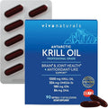 Viva Naturals Antarctic Krill Oil 1200 mg – Omega-3 DHA &amp EPA with Astaxanthin for Joint Health No Fish Burp 90 Softgels