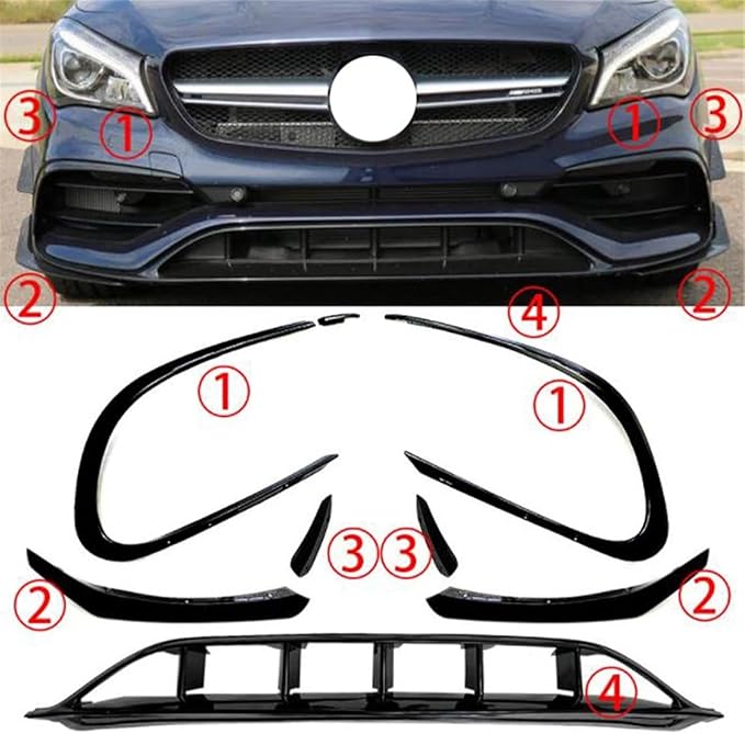 Kiyah Car Front Bumper Lip Splitter Diffuser Lip Compatible for Mercedes Benz CLA-Class C117 CLA200 220 2016 2017 2018 2019 Body Kit Spoiler