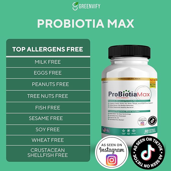 ProBiotia Max 40 Billion CFU Extra Strength Oral Probiotic Supplement 60 Capsules Supports Teeth and Gum Health Gluten Free (1)