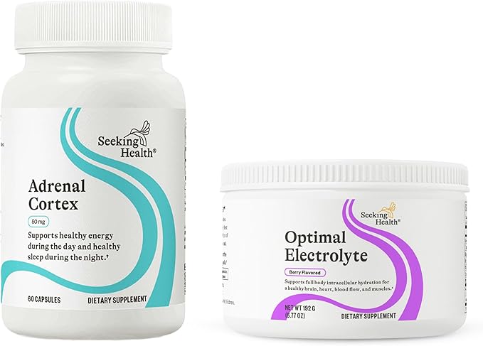 Adrenal Cortex &amp Optimal Electrolyte: Supports Stress Energy &amp Immunity + Electrolyte Powder for Hydration &amp Digestion Berry (60/30 Servings)