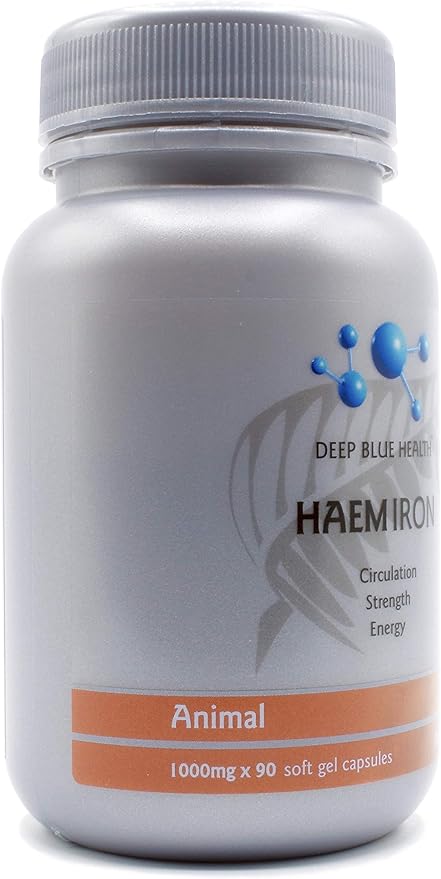New Zealand Heme Iron Supplement - 1000mg x 90 Soft Gel Capsules - Iron Deficiency Supplement for Anemia - Deer Blood w/ Ferrous Fumarate - Supports Energy Strength and Circulation for Men and Women