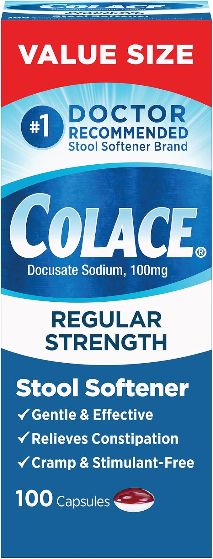 Fibercon Fiber Therapy Coated Caplets Safe Simple &amp Comfortable Insoluble Fiber &amp Colace Regular Strength Stool Softener 100 mg Capsules 100 Count Docusate Sodium Stimulant-Free
