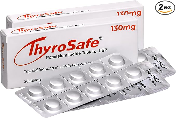 ThyroSafe Potassium Iodide 130mg Tablets (KI Pills) - Iodine for Radiation Emergency Protection | Nuclear Fallout Survival Gear and Emergency Supplies for Prepper Kits | 40 Count