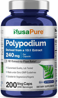 NusaPure Polypodium Leucotomos Capsules 240 mg 200 Veg Capsules (Non-GMO Vegan)