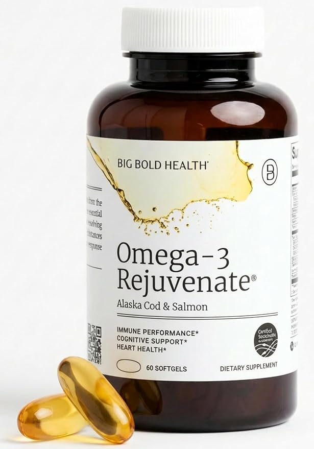 BIG BOLD HEALTH Omega-3 Rejuvenate Wild Alaskan Fish Oil Supplement with PRMs ⎹ EPA DHA &amp DPA Fatty Acids ⎹ Vitamins A and D to Support Immune Balance &amp Brain Wellness (60 Softgels)