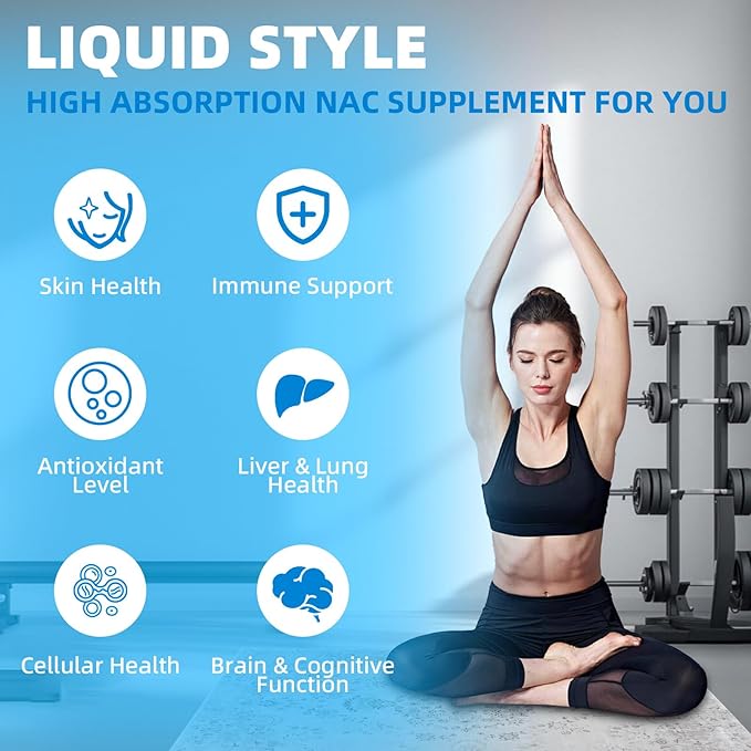 Liquid NAC Drops 1000MG NAC Supplement N-Acetyl Cysteine with Alpha Lipoic Acid for Adults &amp Kids Immune System &amp Antioxidant Support Liver &amp Lung Health Natural Lemon Flavor Sugar Fr