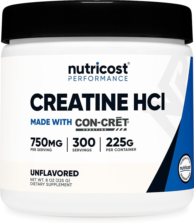 Nutricost Creatine HCl Powder (8 OZ) - Made with CON-CRET Creatine 300 Servings