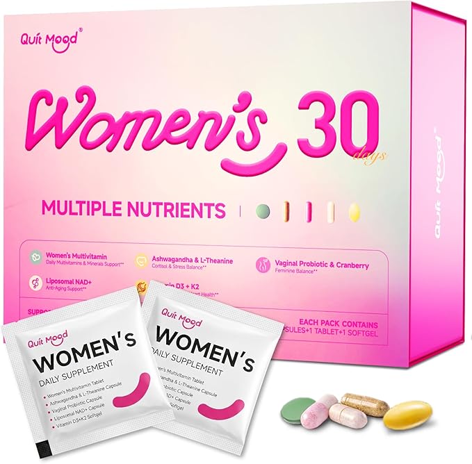 Multivitamin for Women Daily Vitamin Packs for 30 plus with D3+K2 NR1000 Probiotics &amp Ashwagandha | Supplement for Beauty Stress Relief Bone &amp Heart Health Energy Gut &amp Hormone Balan