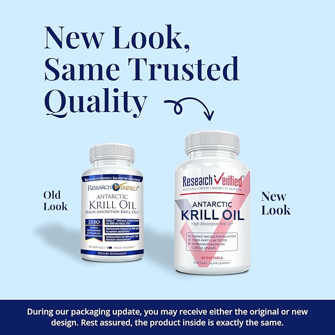 Research Verified Antarctic Krill Oil 2000mg - Support Heart Function Boost Cognition - MSC Certified Sustainably Sourced - 180 Softgels - 3 Month Supply - Made in the USA