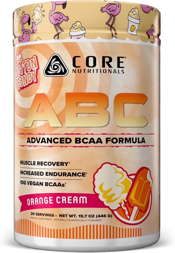 Core Nutritionals ABC Advanced BCAA Supplement | Amino Acid Recovery Blend | with Glutamine Beta Alanine Citrulline Malate | 20 Servings (Fun Sweets Orange Cream)