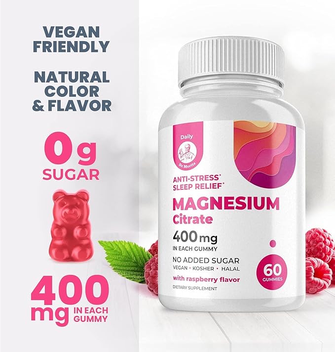 Magnesium Gummies Sugar-Free - Calm Magnesium Supplement for Children Supports restful Sleep Sugar-Free Magnesium Citrate Gummies for Kids &amp Adults (120 Count)