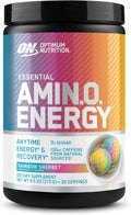 Optimum Nutrition New Flavor Amino Energy - Pre Workout with Green Tea BCAA Amino Acids Keto Friendly Green Coffee Extract Energy Powder - Rainbow Sherbet 30 Servings (Packaging May Vary)