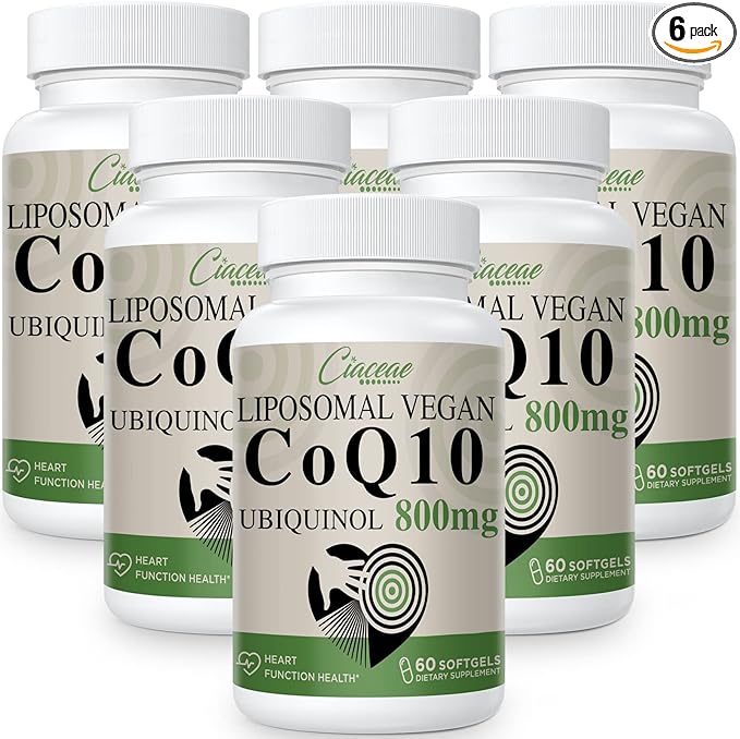 Liposomal CoQ10 800mg Ubiquinol Softgel Max Absorption Ubiquinol Coenzyme Q10 Ubiquinol CoQ10 Supplement for Antioxidant Heart Function &amp Energy Production Pure CoQ10 800mg 360 Vegan Softgels