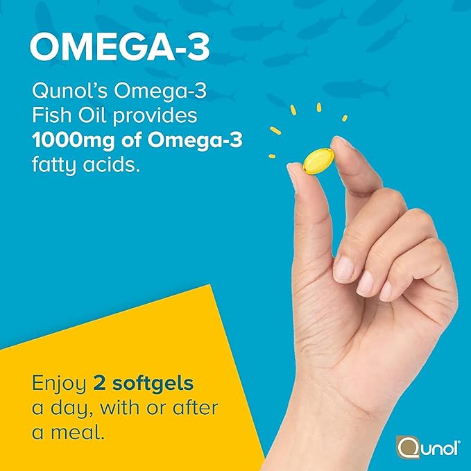 Qunol CoQ10 100mg Softgels 3X Better Absorption 4 Month Supply 120 Count + Fish Oil Omega 3 Mini Softgels 1000mg Omega 3 EPA + DHA 3 Month Supply 180 Count