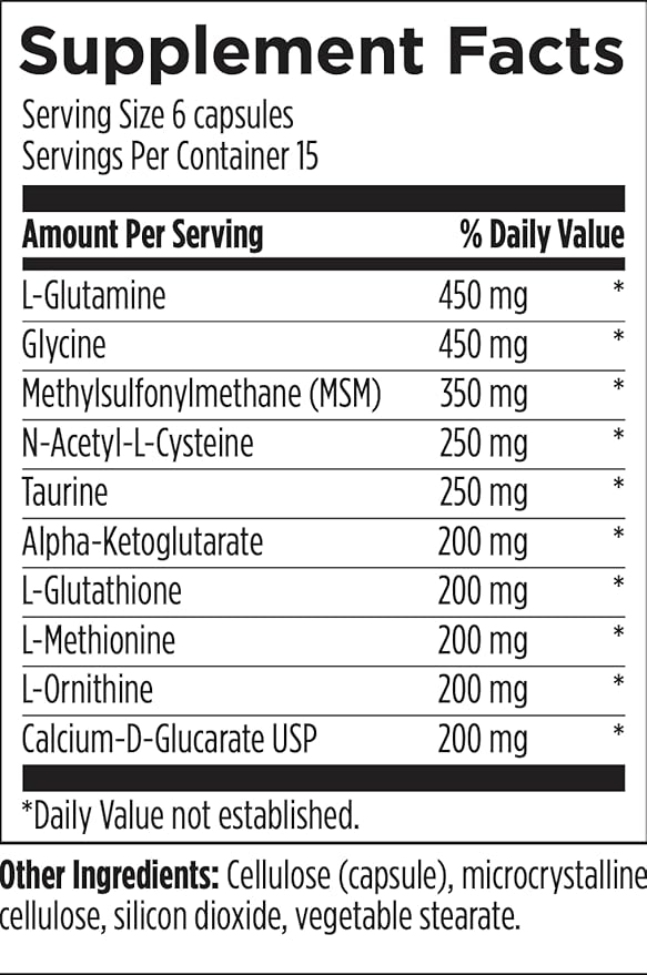 Designs for Health Amino-D-Tox - Amino Acid Detox + Liver Cleanse Support - Supplement Blend with Glycine Calcium D Glucarate NAC + More - Non-GMO (90 Capsules)