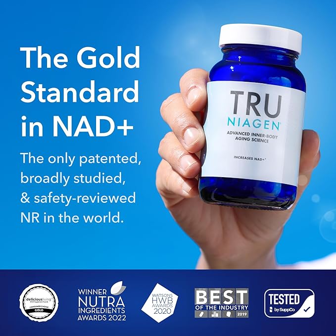 TRU NIAGEN Patented NAD Supplement for Brain Function Anti Aging &amp Cell Regeneration 300mg Niagen 30 Servings | Supports Cellular Energy Muscle | Nicotinamide Riboside (NR) Take 1 Daily | 3 Bo
