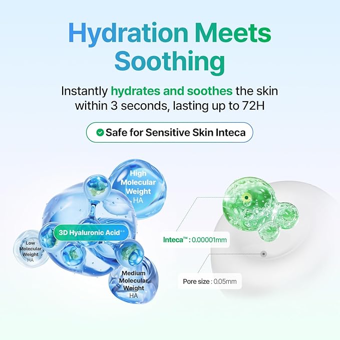 MAKE P:REM Hyal INTECA Deep Hydrating Ampoule Quick Hydrating Facial Serum with 4X Hyaluronic Acid Complex for Acne-Prone Skin All Skin Types Korean Skin Care 1.35 Fl.Oz 40ml