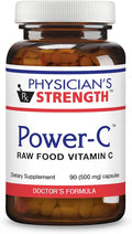 Physician's Strength Power-C - 90 Capsules - Raw Food Vitamin C + Flavonoids from Camu Camu Acerola Cherry Rhus coriaria &amp Rose Hip - Kosher - 30 Servings