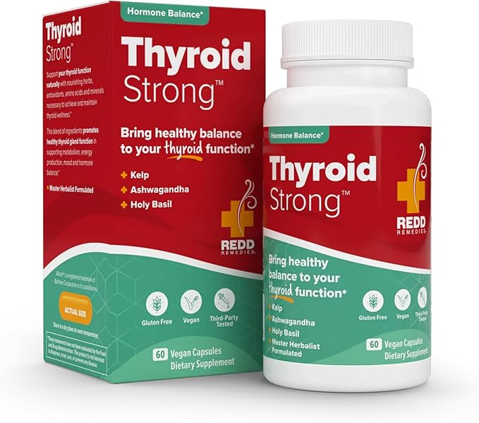 Redd Remedies Thyroid Strong Supports Healthy Thyroid Function and Balance 60 Vegan Capsules