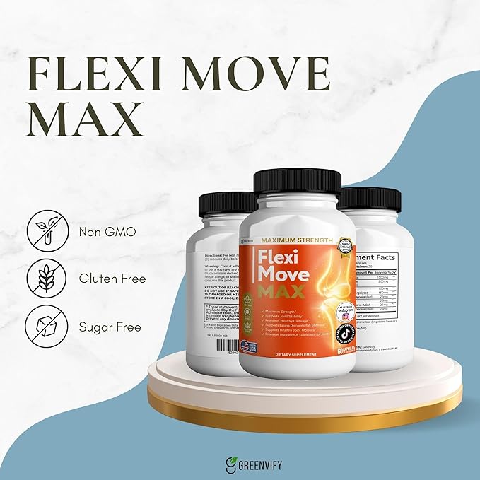 FlexiMove Max Joint Support Supplement Glucosamine Turmeric Chondroitin 60 Capsules (1)