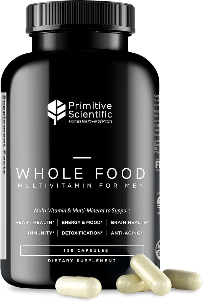 Whole Food Natural Multivitamin and Mineral Capsules for Men - All-Day Energy Inner Zen and Stronger You (120 Capsules)