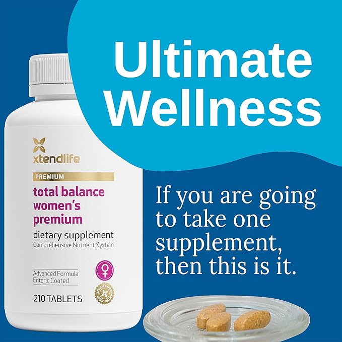 Xtendlife Total Balance Women's Premium Extra Strength Daily Multivitamin &amp Mineral - 90+ Nutrients for Complete Immune Heart Digestive and Cellular Health - 30 Day Supply