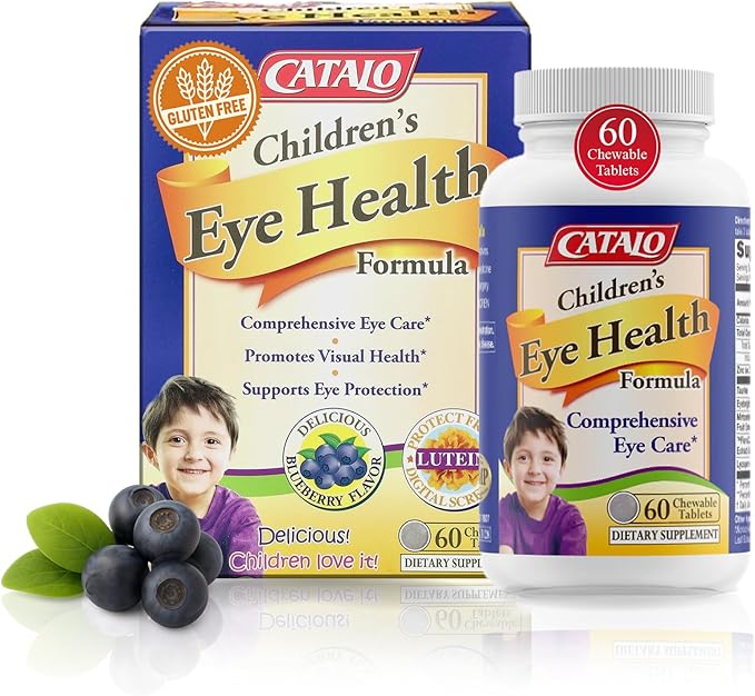 CATALO Children’s Eye Health Formula Chewable Tablets with Mirtoselect Bilberry Extract FloraGLO Marigold Extract Eyebright Taurine and Zinc for Eye Care - 60 Tablets