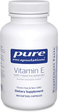 Pure Encapsulations Vitamin E (with Mixed Tocopherols) - Antioxidant Protection &amp Cellular Function - Contains Mixed Tocopherols - Non-GMO - 180 Softgel Capsules