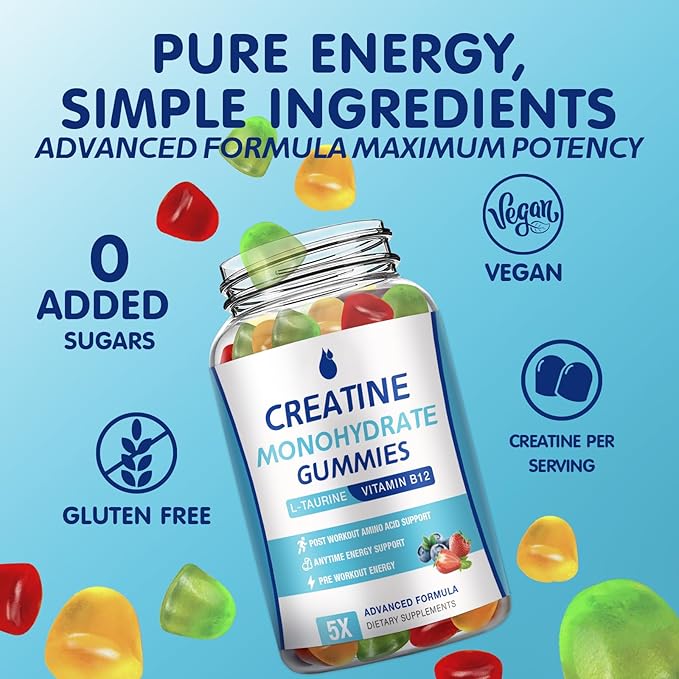 Creatine Monohydrate Gummies 5000mg Creatine for Women &amp Men 2 Packs Creatine Monohydrate Chew for Boost Focus Muscle Strength 5g Creatine Monohydrate per Serving Sugar Free Vegan