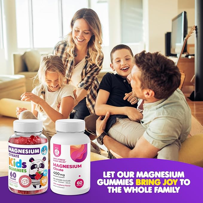 DR. MORITZ Calm Magnesium Gummies for Adults (400mg 60 Count) and Kids Magnesium Gummies (60 Count) - for Relaxation Support - Sugar-Free &amp Non-GMO - Raspberry Flavor