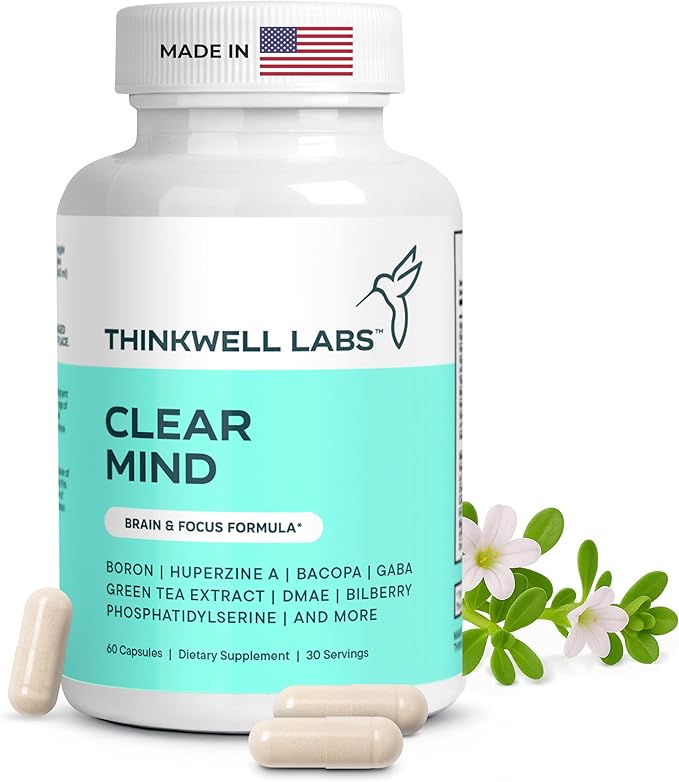 Brain Supplements for Memory and Focus for Women and Men Focus Supplement Memory Supplement for Brain Nootropic with Boron Huperzine A Phosphatidylserine (40-in-1 60 Capsules)