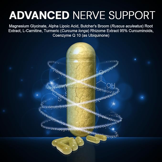 Nerve Recovery Pro – Nerve Support Supplement with Alpha Lipoic Acid Turmeric &amp Acetyl-L-Carnitine – Supports Healthy Nerve Function Circulation &amp Blood Flow – 30 Capsules - 2 Pack