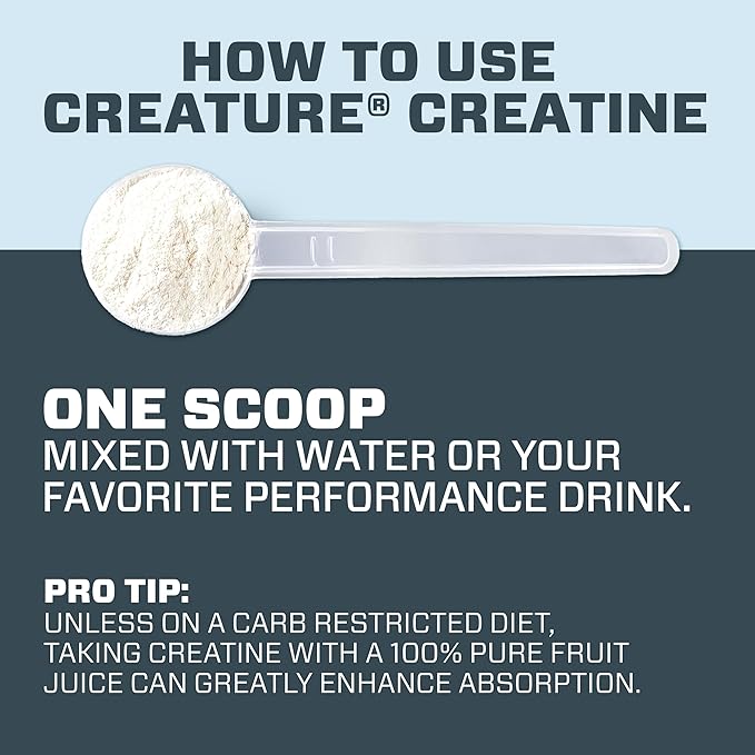 CREATURE® Creatine Monohydrate – NSF Certified for Sport® Tested for 288+ Banned Substances– Pure Micronized Powder for Muscle Strength Recovery &amp Brain Support – Unflavored 300G 60 Servings